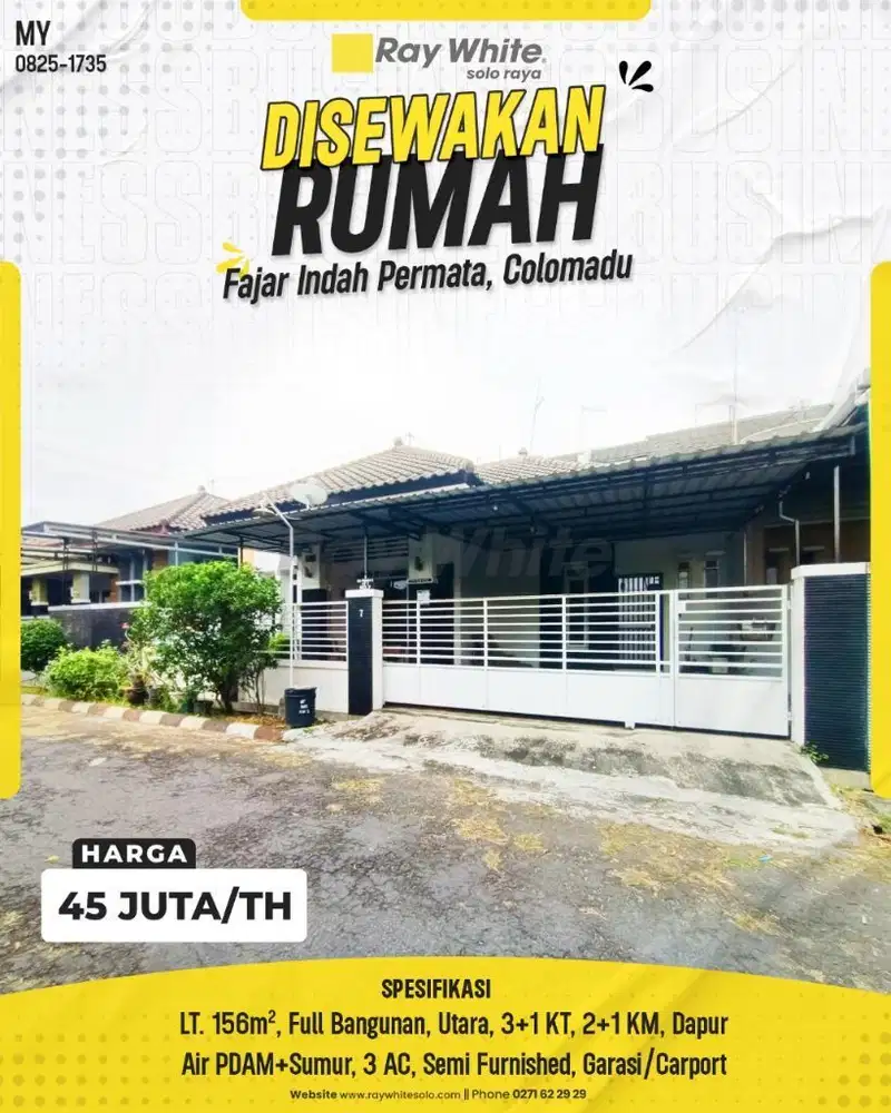 Disewakan Rumah di Fajar Indah Permata, Baturan, Colomadu