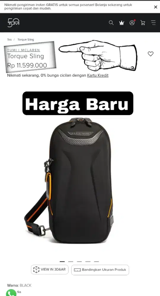 Torque sling backpack Tumi X Mclaren