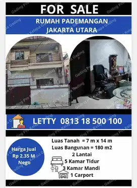 Rumah Pademangan Jakarta Utara Rp 2.35 M