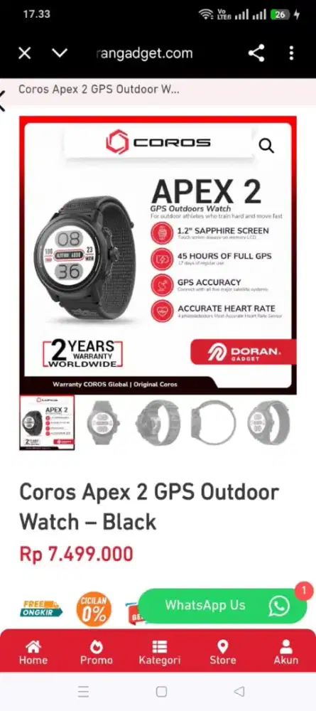 Jam tangan coros apex 2