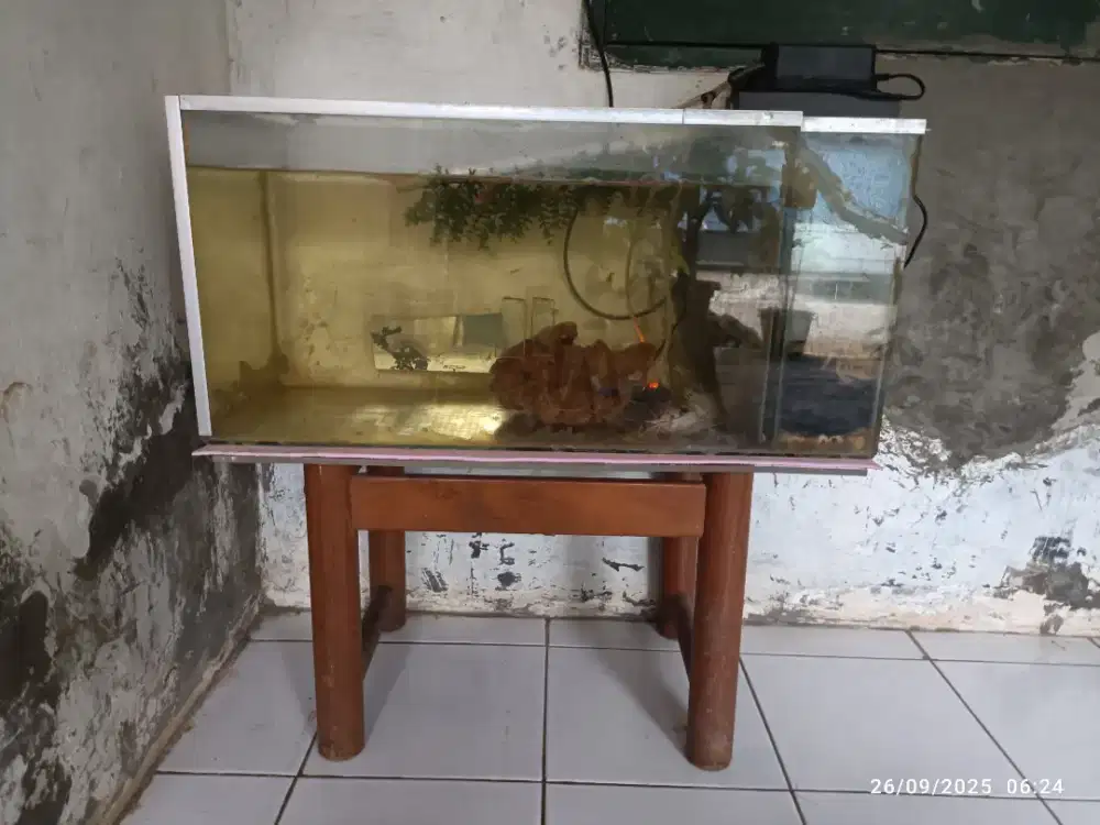 Aquarium berikut mesin dan lampu
