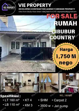 Jual Cepat Rumah Cantik Siap Huni. Cibubur Country Cikeas.