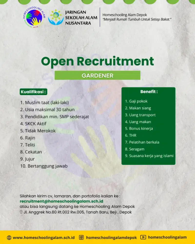 Lowongan Pekerjaan Tukang Kebun (Gardener)