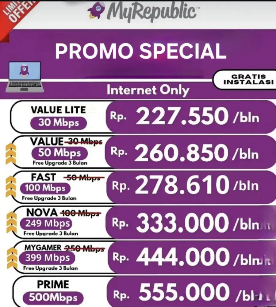 PROMO PASANG BARU WIFI MY REPUBLIC
