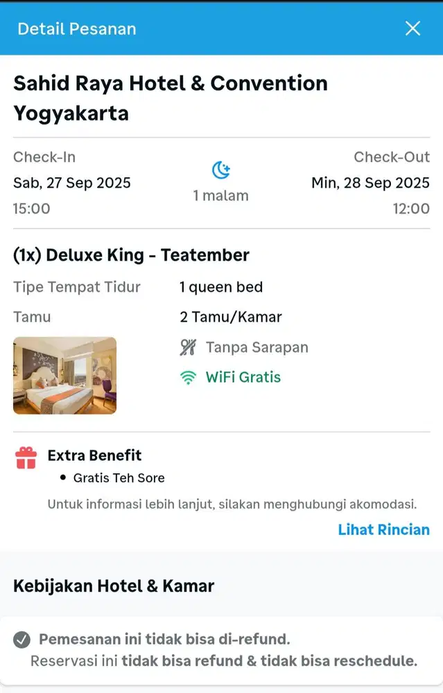 Jual kamar Hotel Sahid Raya Yogya