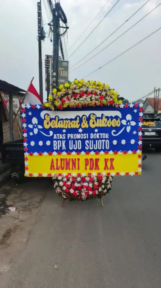 Karangan papan bunga Happy Wedding