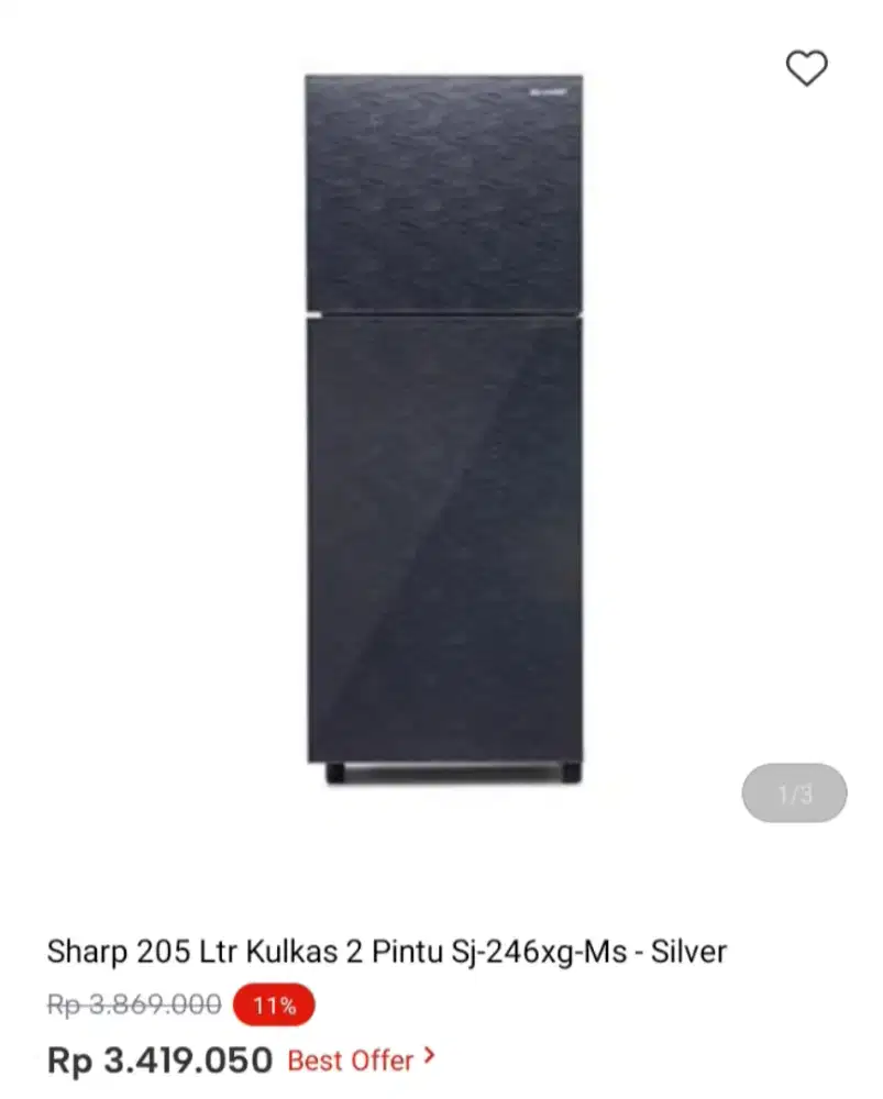 Sharp 205 Ltr Kulkas 2 Pintu Sj-246xg-Ms - Silver
