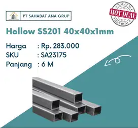 Hollow SS201 40x40x1mm