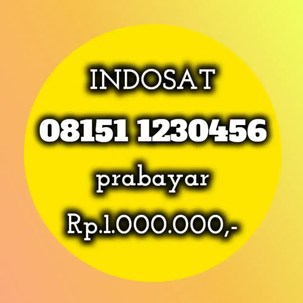 NOMOR CANTIK INDOSAT 1230456