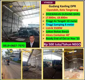 VTH0220 - Disewakan Gudang Bagus, Baru, Kavling DPR, Cipondoh, Kota Tangerang