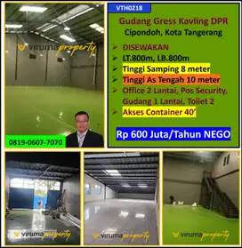 VTH0218 - Disewakan Gudang Gress, Siap Huni, Bebas Banjir, Kavling DPR Cipondoh Tangerang