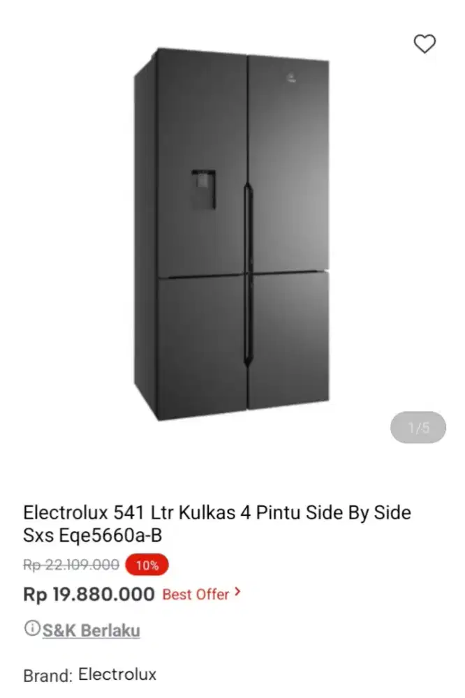 PROMO KREDIT ELECTROLUX 541LTR KULKAS 4 PINTU SBS