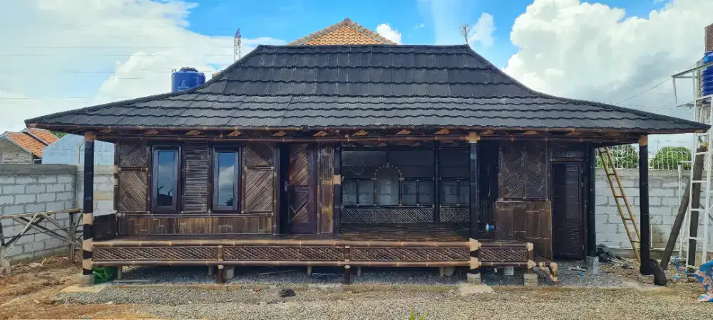 Saung gazebo villa bambu artistik asri pondok cottage