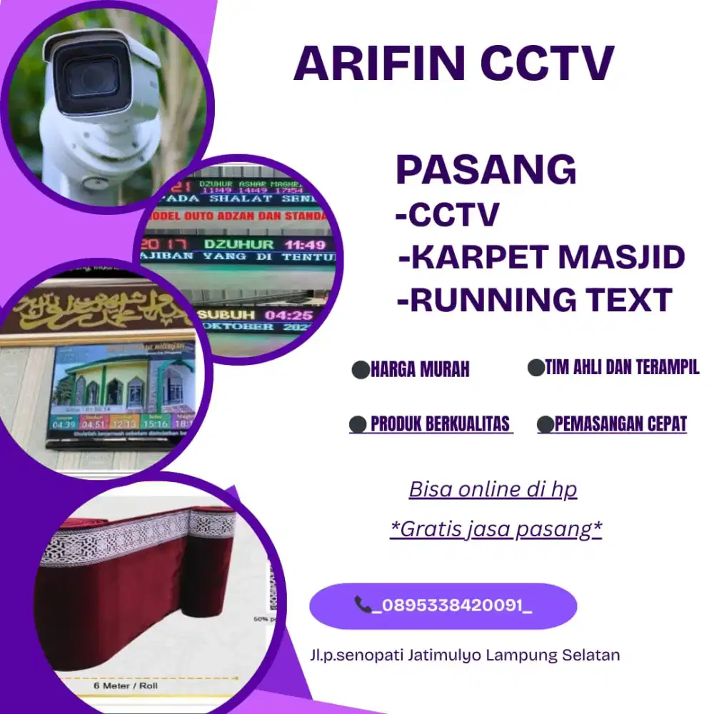 Arifin cctv,karpet masjid dan running text