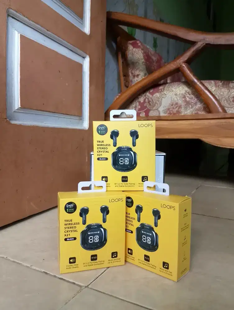 LOOPS TWS Crystal X21 Earphone - Black Baru, Segel & Garansi Resmi