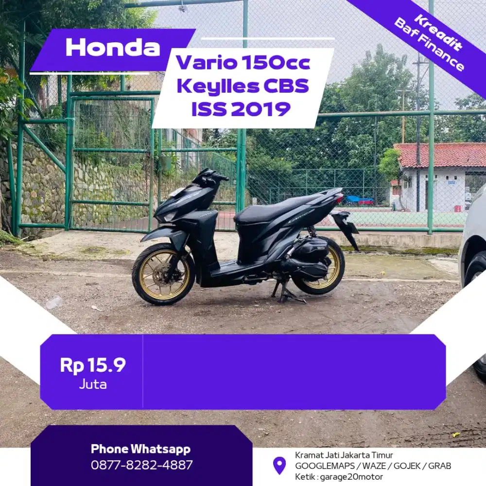Honda Vario 150cc CBS ISS Keylles Fi 
Tahun = 2019