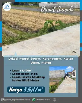 Tanah Sawah Zona Kuning di Klaten