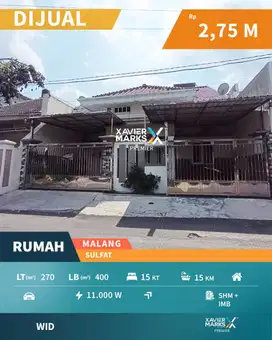 Rumah Eks Guest House di Sulfat Blimbing Malang