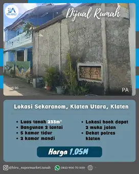Rumah Siap Huni 2 Lantai di Klaten Utara