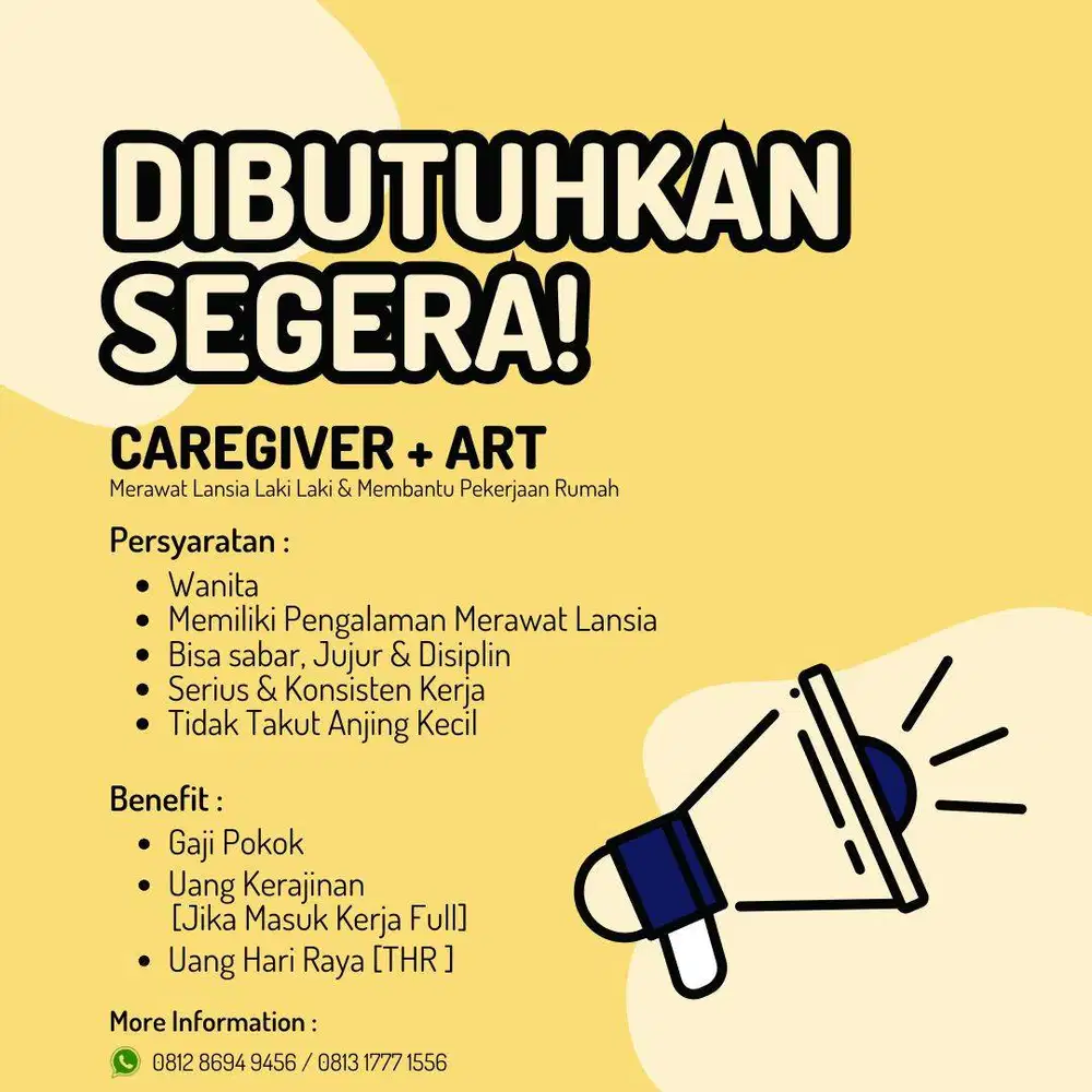 Dibutuhkan segera merawat lansia + art