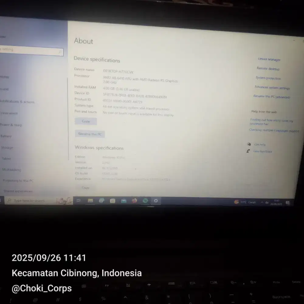 Jual Leptop Merk Lenovo Procesor Amd A8-6410 APU 2.00 GHz