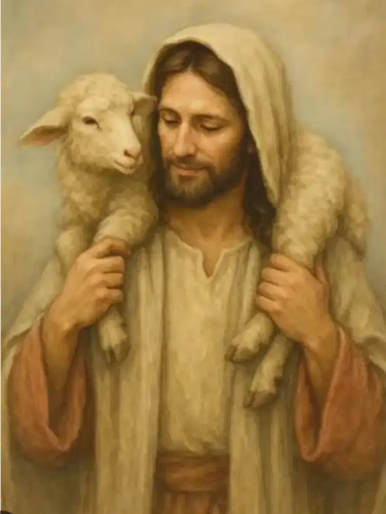 lukisan tuhan yesus & domba yg hilang