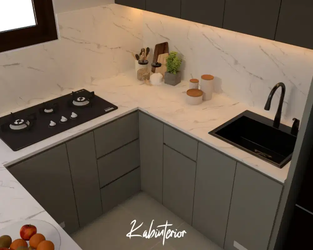 Jasa pembuatan kitchen set custom estetik