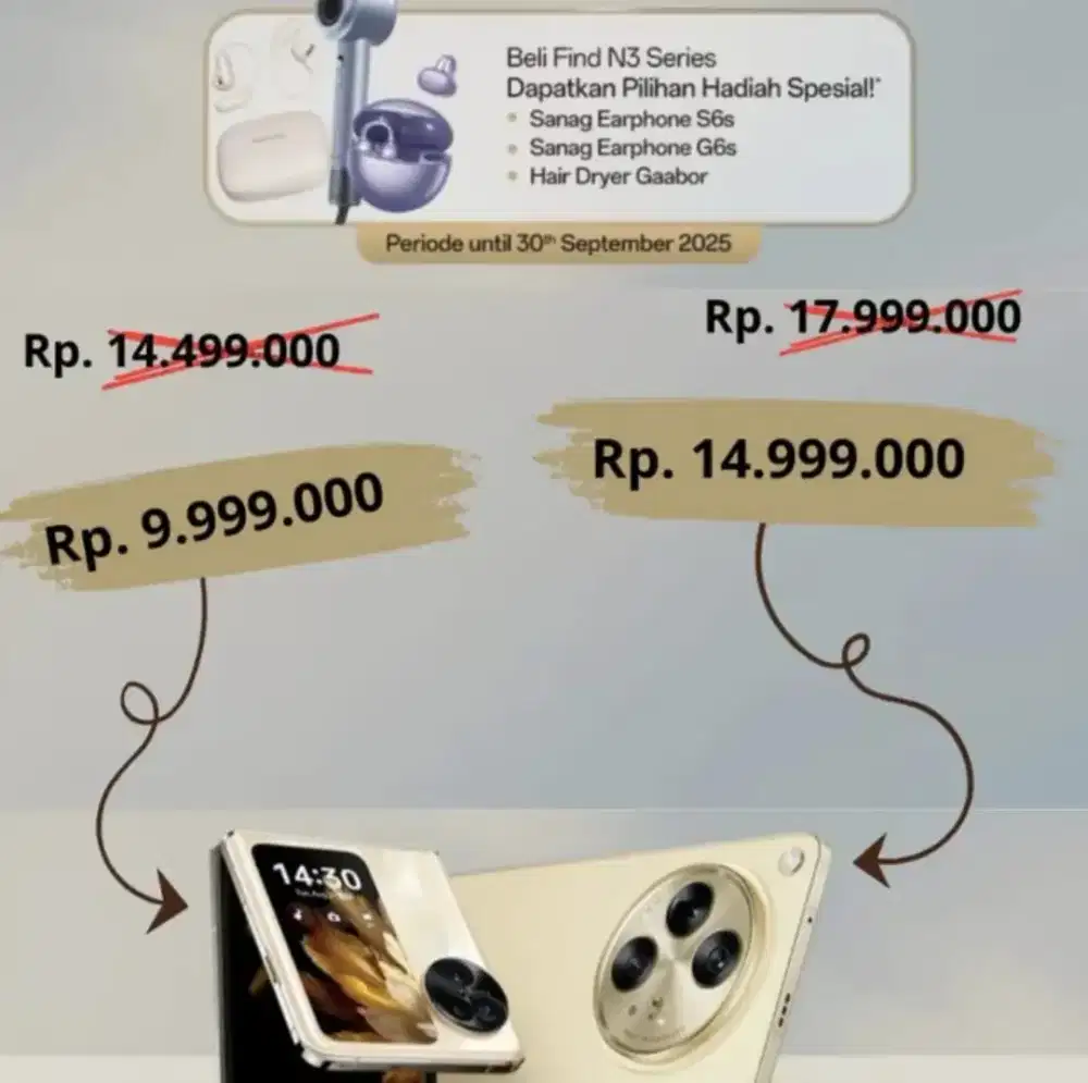 Cicilan bunga 0% dan gratis 2 bulan angsuran Oppo find N3 flip series