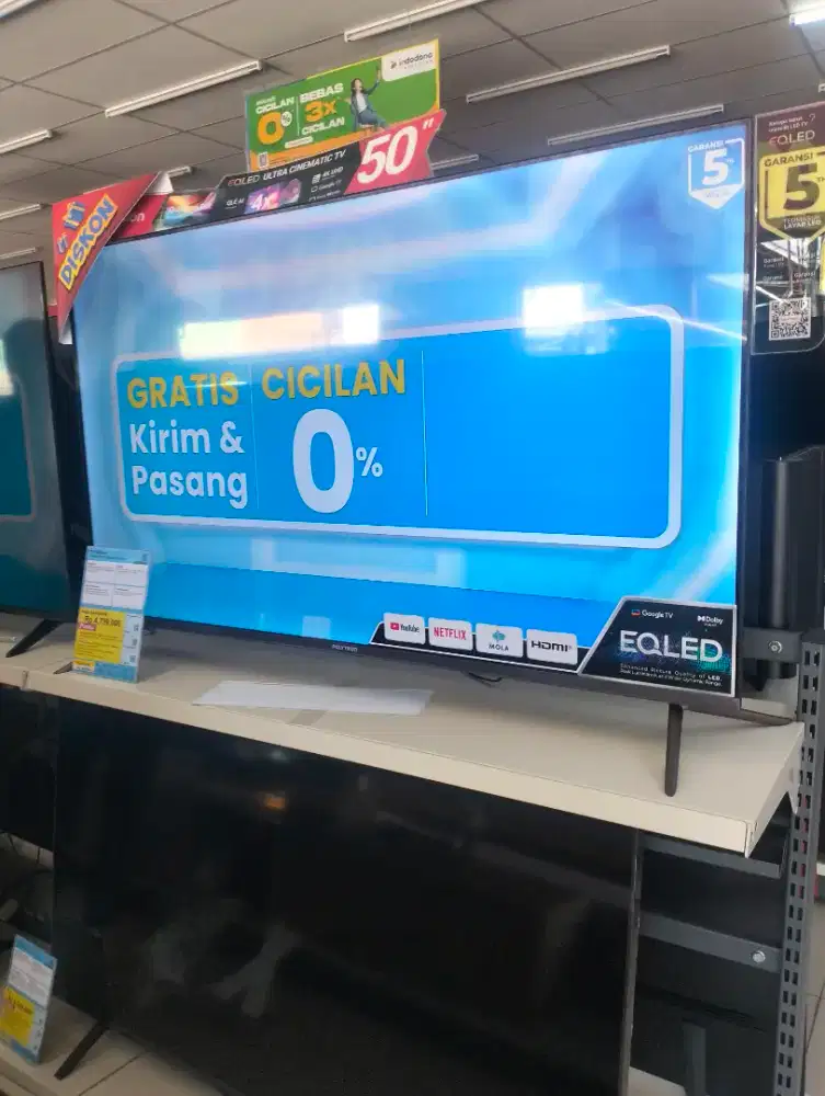Promo cicilan tv Polytron google tv 50inch