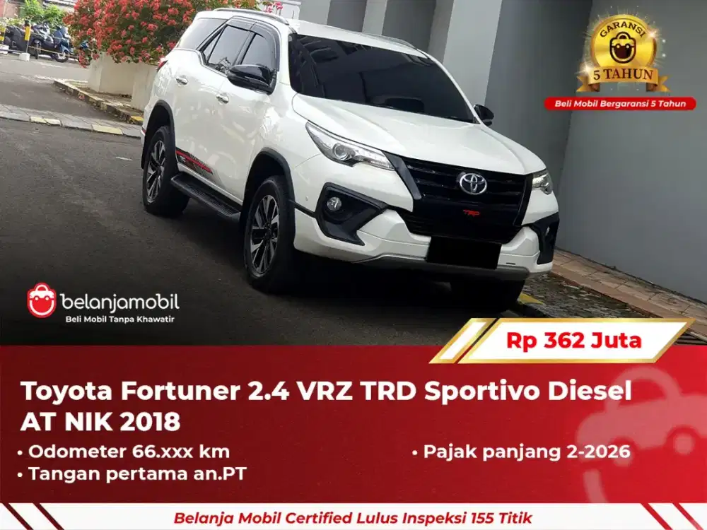 GARANSI 5TH !! TOYOTA FORTUNER VRZ TRD SPORTIVO 2018 / 2019 PUTIH