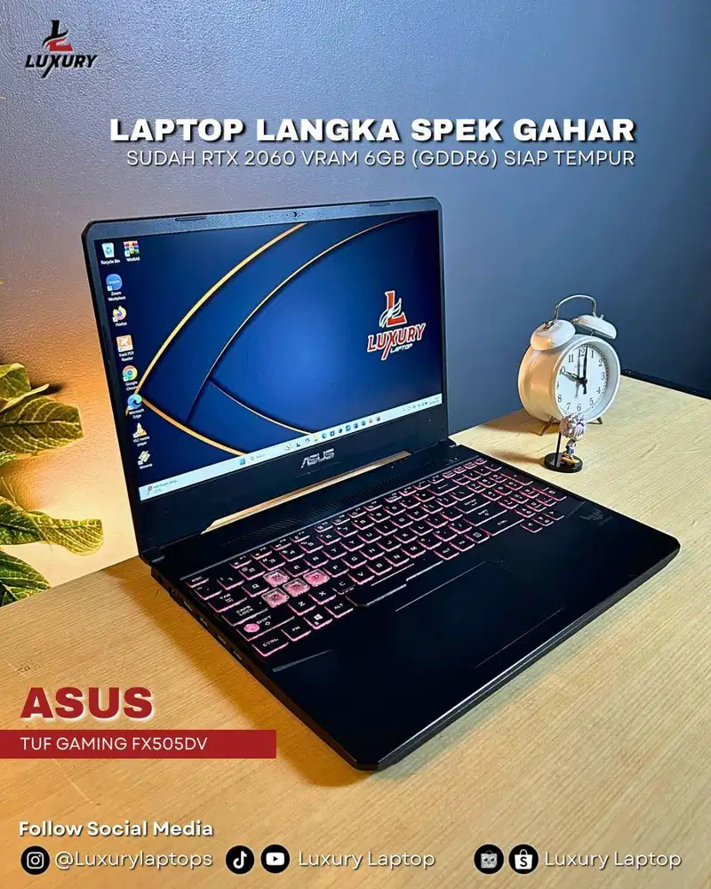 LAPTOP TUF GAMING FX505DV SLIM RYZEN 7 NVIDIA GEFORCE RTX 2060 JUAL BU