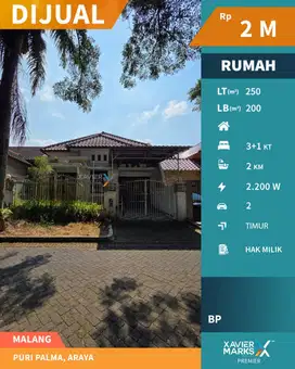 Butuh Cepat Laku Dijual Rumah Terawat di Puri Palma, Araya Kota Malang