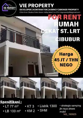 Sewa rumah dekat LRT Harjamukti