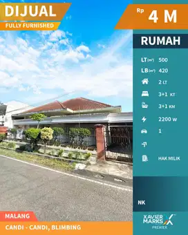 Rumah Murah Negotiable di Candi Candi Blimbing Malang