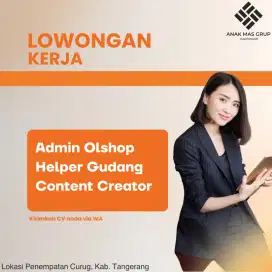 Lowongan Kerja Admin Online Shop, Helper Gudang dan Content Creator
