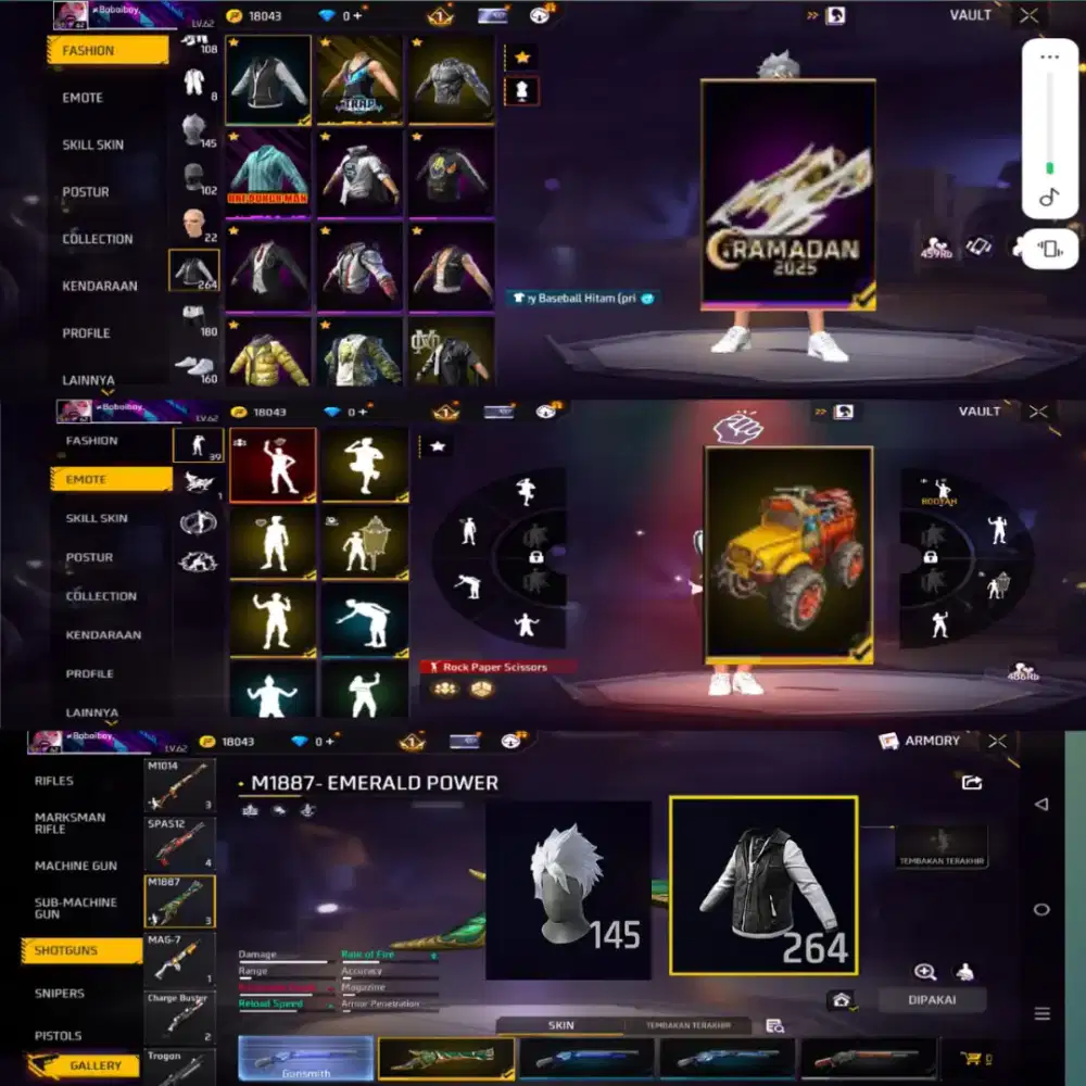 Jual akun FF spek SG trompet