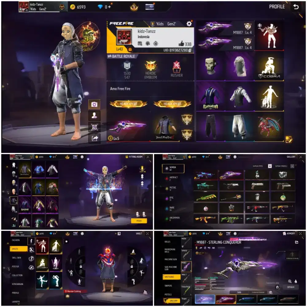 Jual akun FF spek SG evo level 5 sama ak dragon levol 2