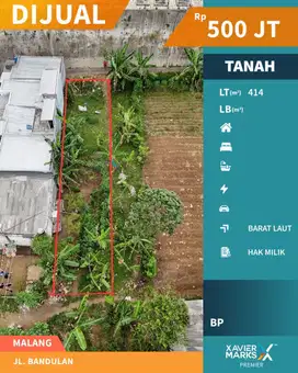 Dijual Tanah Siap Bangun di Jl Bandulan Malang Lingkungan Aman