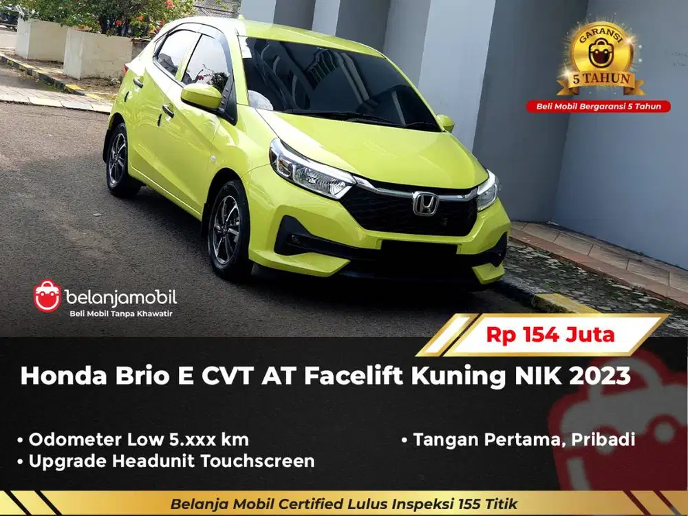 [GARANSI 5TH] Honda Brio E CVT AT Facelift Kuning 2023/2024