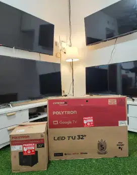 POLYTRON GOOGLE TV 32 INCH , LENGKAP FULLSET , Seperti Baru , LIKE NEW