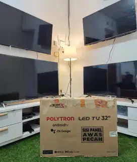 POLYTRON ANDROID TV 32 INCH , LENGKAP FULLSET , Seperti Baru LIKE NEW