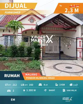 Dijual Rumah Terawat + Furnish di Pondok Blimbing Indah, Araya Malang