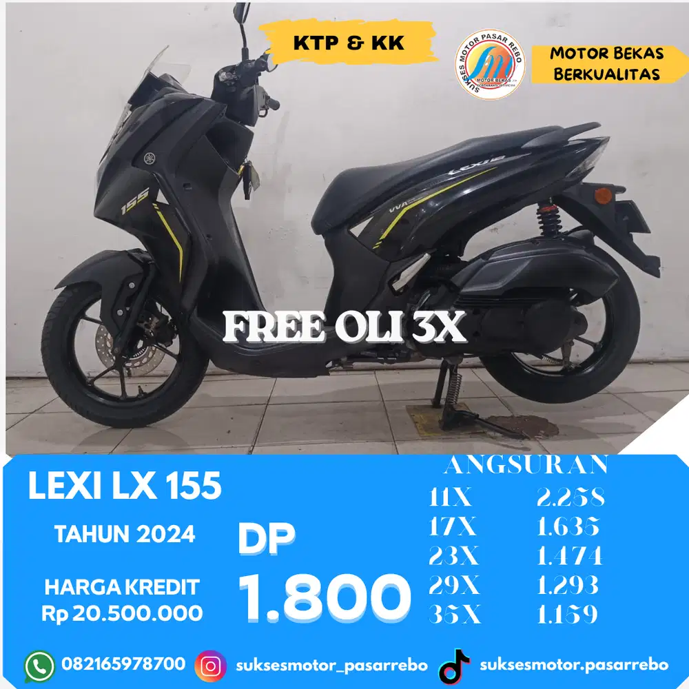 YAMAHA LEXI LX 155 TAHUN 2024 BERGARANSI, GRATIS SERVIS, FREE OLI