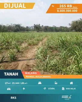 Tanah Luas Lokasi Pringu Bululawang Malang