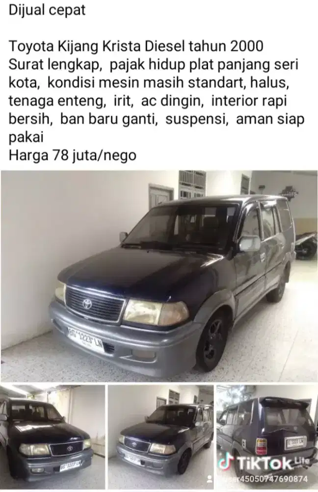 Jual Cepat Krista Diesel tahun 2000