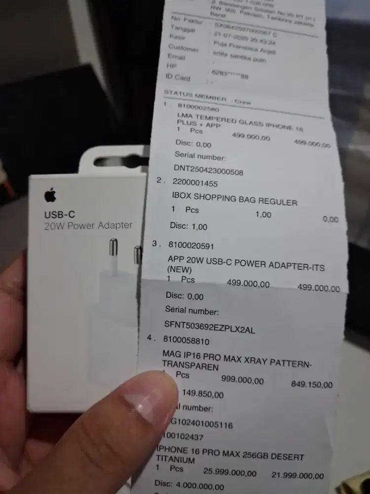Charger ori apple iBox 20w komplit