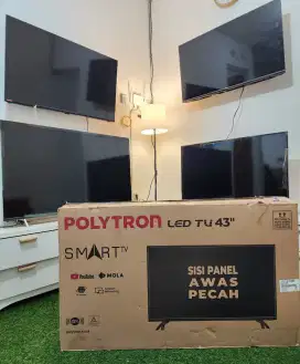 POLYTRON SMART TV 43 INCH , LENGKAP FULLSET , Seperti Baru , LIKE NEW