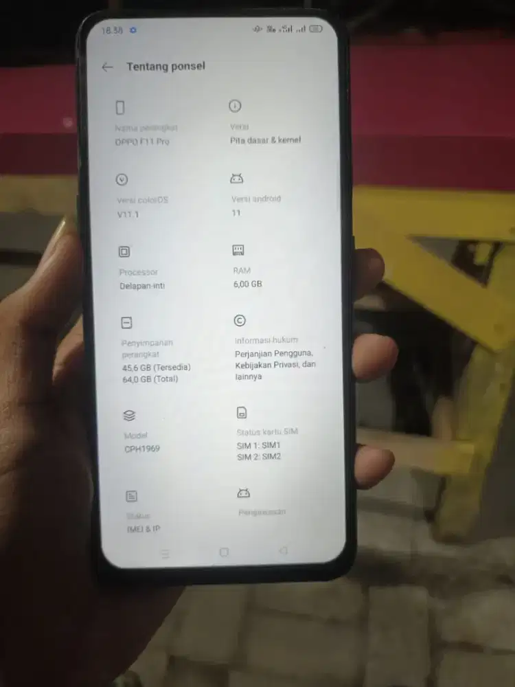 Jual Oppo f11 pro ram 6/64 kelengkapan hp casan biasa mahar 750 nego