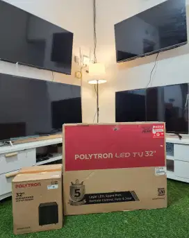 POLYTRON SOUNDBAR  DIGITAL TV 32 INCH , LENGKAP FULLSET , Seperti Baru