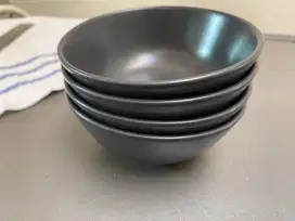 1 set isi 4 mangkok 12 cm, hitam, Merk Ikea
